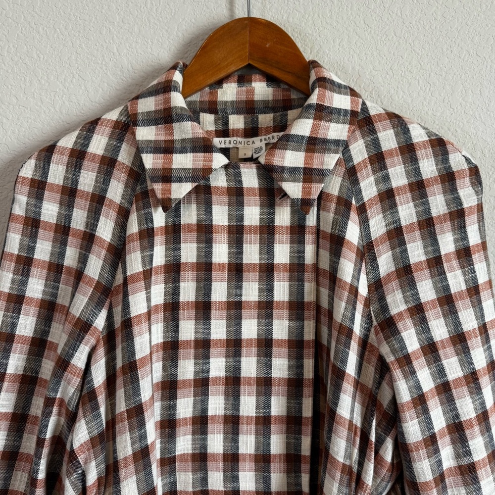 Veronica Beard Lin Plaid Belted Peplum Blazer Jacket Size Small - Picture 3 of 12